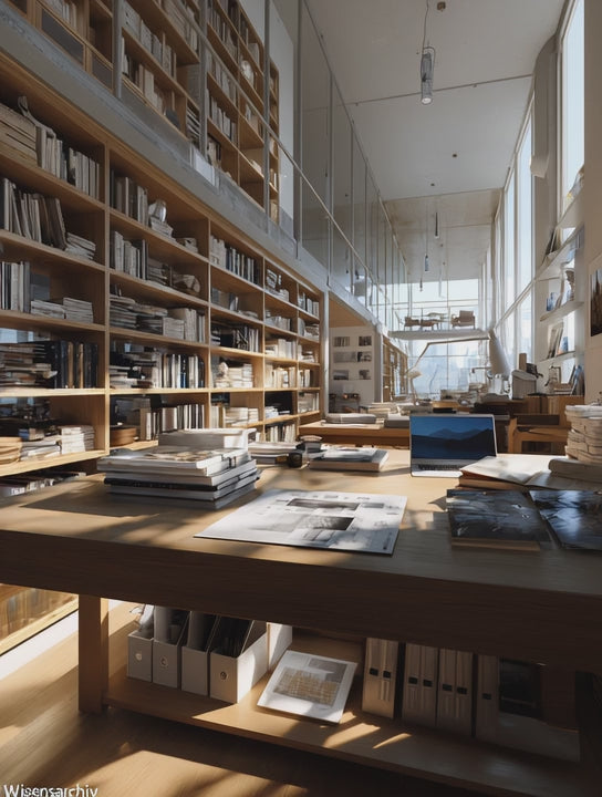 Video laden: Moderne Bibliothek mit Büchern und Laptop – Symbolbild für wissenschaftlich fundiertes Wissen zu bioaktivem Infrarotlicht bei InfraBalance